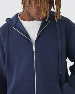 Sweat à capuche zippé coupe ample personnalisé en molleton épais couleur unie avec logo imprimé sur mesure – Vêtement chaud streetwear pour la vente en gros - Product Image 3