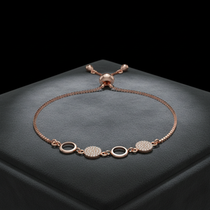 Luxury Rose <b>Gold</b> Color 925 Sterling Silver Chain Link <b>Adjustable</b> <b>Bracelet</b> Women Shimmering Diamond Fashion Jewelry All Occasions - Product Image 3