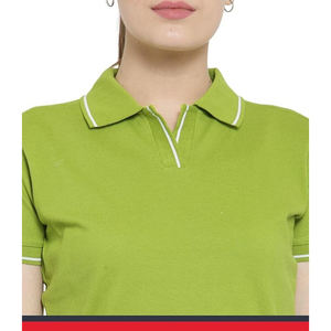 เสื้อโปโลผู้หญิงสีเขียวแขนสั้นทรงปกติสีทึบผ้าฝ้ายลำลองสวมใส่ได้ในฤดูใบไม้ผลิฤดูร้อน - Product Image 4