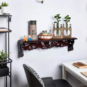 Étagère murale en bois artisanale, étagère de cuisine, 24x5 pouces, étagère murale décorative sculptée pour salon, chambre et bureau - Product Image 3