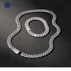 Rhodium Plated 925 Silver <b>Rope</b> <b>Chain</b> Necklace With Round Brilliant Cut Diamonds Unisex Luxury Geometric Design - Product Image 5