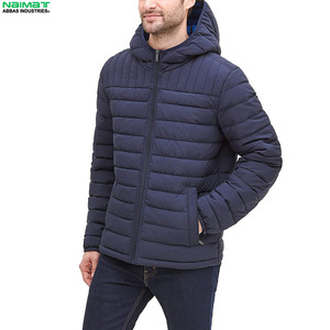 Contrast Zipper Trim Sports Puffer <b>Jacket</b> <b>Men</b> Activewear Gym Training <b>Running</b> Hooded Warm Quilted Outwear Pack - Product Image 4