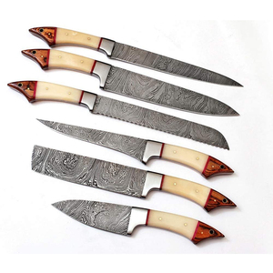 Ensemble de couteaux de chef en acier Damas de qualité supérieure avec étui en cuir, outils de cuisine professionnels, ensemble cadeau pour la maison et la restauration - Product Image 3