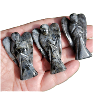 Wholesale 2-Inch Natural Larvikite Carved <b>Angels</b> Semi-Precious <b>Crystal</b> Gemstone Figurines Feng Shui Spiritual Gifts - Product Image 3