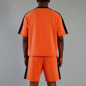 Ensemble de jogging vintage d'été de haute qualité pour hommes, avec logo personnalisé, impression en relief, grande taille, respirant, sans manches, 2 pièces, shorts en coton - Product Image 3