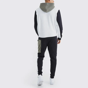 Pantalon de survêtement décontracté pour homme, noir et blanc, avec fermeture éclair, longueur intégrale, vintage, écologique, léger, 100% coton, pour l'hiver - Product Image 2
