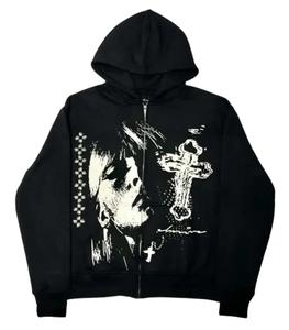 เสื้อฮู้ดผ้าคอตตอน100% มีซิปรูดโอเวอร์ไซส์สำหรับผู้ชายเสื้อฮู้ดดีไซน์3D น้ำหนักมากโลโก้ออกแบบได้ตามที่ต้องการ - Product Image 1