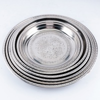 Vente chaude De Luxe Ruban En Acier Inoxydable Rond Créatif Simple Hôtel De Mariage Nourriture Fruits Snack Plateau De Service assiettes plats