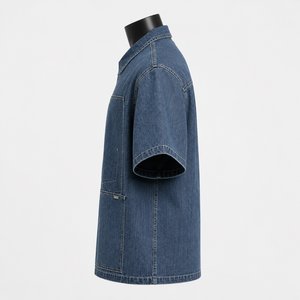 Camisa de Trabajo para Hombre al por Mayor, Camisa Casual de Mezclilla con Múltiples Bolsillos, 100% Algodón Orgánico, Proveedor Ecológico - Product Image 4