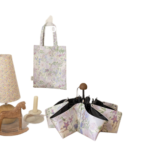 <span class=keywords><strong>Parapluie</strong></span> double usage pluie et soleil pour femme, marque OEM, <span class=keywords><strong>fabrication</strong></span> en gros, motif floral français, revêtement noir, UPF50, 5 plis - Product Image 6