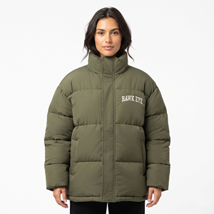 Blouson matelassé pour femme, col montant zippé, vêtement d'hiver personnalisé, manteau tendance, vente en gros de vêtements - Product Image 1