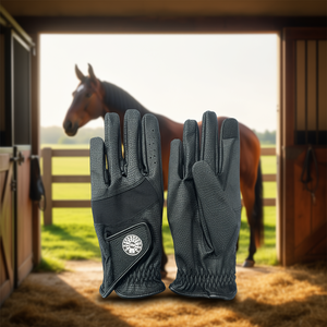 Gants d'équitation en cuir synthétique avec silicone imprimé, extensibles, durables, antidérapants, pour sport équestre, unisexe, fermeture auto-agrippante - Product Image 2