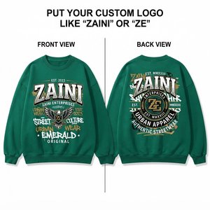 Heavyweight 400 GSM Cotton Fleece Pullover Hooded Oversize Eco-Friendly Autumn Sweatshirt Custom Logo <b>Green</b> <b>Black</b> Sleeve Panel - Product Image 1