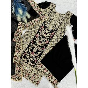 ชุดเสื้อและกางเกงสวยงามสำหรับผู้หญิง พร้อมผ้าคลุมไหล่แฟนซีสำหรับงานปาร์ตี้ - Product Image 3