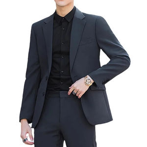 Blazer de Lana para Hombre, Corte Entallado, Tallas Grandes, Estilo Coreano, Chaqueta Casual Formal para Bodas, Fiestas, Universidad, con Logotipo Personalizado - Product Image 2