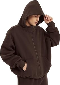 Sweat à capuche zippé épais 300 g/m² pour homme, en molleton de coton et polyester, personnalisable avec logo, streetwear d'hiver, respirant, coupe ample, teint uni, vente en gros - Product Image 3