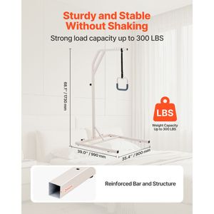 Dispositivo Assistivo: Barra Trapezoidale Autoportante Regolabile in Altezza per Mobilità a Letto, Capacità 300 Libbre con 2 Ruote - Product Image 2