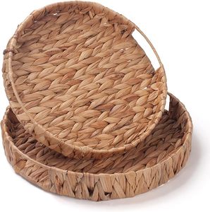 Plateau en jacinthe d'eau naturel, fait main, tressé, plateau de service écologique pour aliments, boissons et petit-déjeuner, vente en gros, fournisseur direct d'usine - Product Image 2