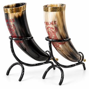 Vaso Artesanal de Cuerno Natural con Soporte de Madera, Estilo Vikingo, Decoración Rústica para Bar, Venta al por Mayor, OEM, ODM - Product Image 4