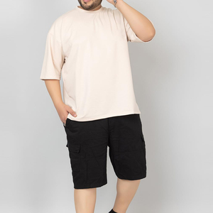 เสื้อยืดคอกลมแขนสั้นทรงโอเวอร์ไซส์สีพื้นสำหรับผู้ชาย ผ้าฝ้ายถักเนื้อเจอร์ซีย์ 100% สวมใส่สบาย ทรงแฟชั่นโอเวอร์ไซส์ เนื้อผ้าหนา - Product Image 3