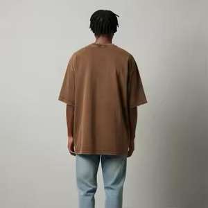 Camiseta Oversize con Lavado Ácido, Microfibra, Tu Diseño, Logotipo, Tallas Grandes, Camiseta Vintage, Algodón Grueso para Hombre - Product Image 5