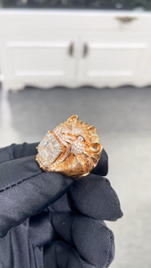 Anillo de Lujo con Forma de León, Joyería Hip Hop, Anillo de León de Oro y Plata con Diamantes de Laboratorio, Pieza de Fantasía - Product Image 5