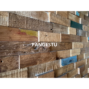 Panneaux muraux en bois de teck recyclé de conception géométrique moderne pour villa de luxe et divertissement domestique pour usage intérieur - Product Image 1