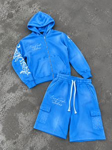 Custom Eco-Friendly Breathable Quick Dry <b>Lightweight</b> 100% Cotton Solid Zip <b>Hoodie</b> Wide Leg Sweatpants Tracksuit for Men Winter - Product Image 3