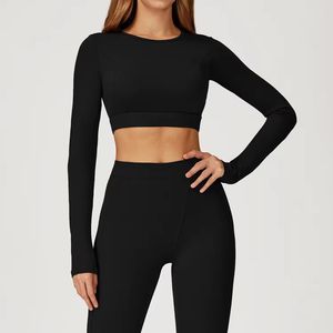 Camiseta Deportiva Transpirable, Ligera, Elástica, de Secado Rápido, de Manga Larga, Cintura Alta, de Poliéster/Algodón, para Hacer Ejercicio - Product Image 3