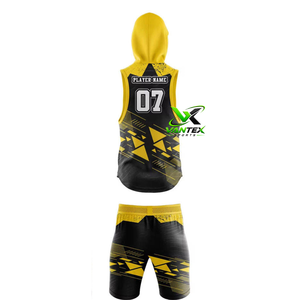 Conjunto de Pantalones Cortos y Camiseta de Baloncesto con Capucha para Hombre Vantex Sports, Diseño Camuflaje Rojo y Negro, 100% Poliéster - Product Image 4