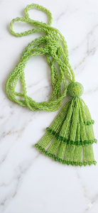Elegant Green Beaded <b>Curtain</b> Tieback with Tassel Decorative Holdback for Drapes Contemporary Window Accessories - Product Image 2