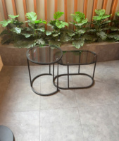 Table basse moderne en métal et verre, de haute qualité, ODM, mobile, avec revêtement en poudre, pour la maison, le salon, directement de l'usine.