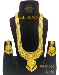 Conjunto de Collar Largo y Pendientes con Anillo, Chapado en Oro de 24K, Diseño Elegante y Moderno, 5 Gramos, para Mujer, Nuevo, Grande, Personalizado, Sexy, Joyería de Moda - Product Image 1