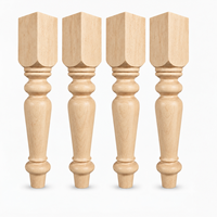 Pied de table à manger tourné en bois de caoutchouc massif, 35,5 pouces, non fini, support décoratif en bois pour meubles, pied de remplacement personnalisé pour table