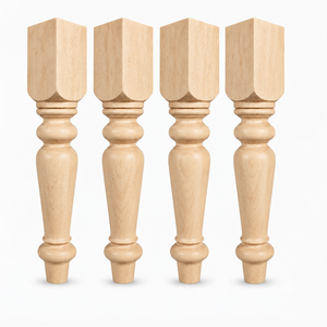 Pied de table à manger tourné en bois de caoutchouc massif, 35,5 pouces, non fini, support décoratif en bois pour meubles, pied de remplacement personnalisé pour table - Product Image 6