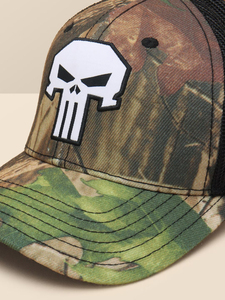 Gorra Trucker Camuflaje Punisher con Logotipo Bordado en el Panel Frontal, Malla Ajustable en la Parte Trasera, Estilo Urbano Unisex, Gorra de 6 Paneles - Product Image 3