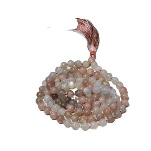 Collar de Cuentas Mala de Piedra Lunar Natural de Todos los Colores, 108 Cuentas Anudadas, Hecho a Mano, Estilo Bohemio Indio, Unisex, Certificado por Terceros - Product Image 5