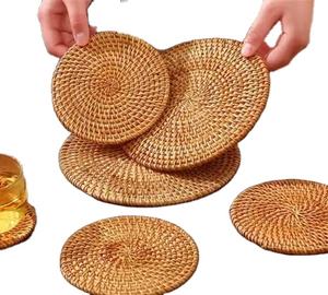 Posavasos Clásicos de Mimbre y Ratán Tejidos a Mano para Café y Té, Decoración, Proveedor Mayorista, Hecho en Vietnam - Product Image 1