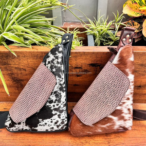 Bolso de pecho de un solo hombro de cuero con pelo artesanal más vendido para bolsos cruzados de cuero de vaca occidental Unisex - Product Image 3