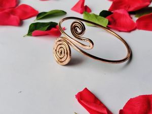 Belladec Elegant Handmade Women's <b>Copper</b> Spiral Cuff Bracelet Adjustable Artistic Boho Minimalist Statement Fashion Jewelry Red - Product Image 4