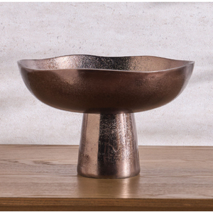 Corbeille à fruits sur pied en bronze texturé, faite à la main, avec bord ondulé, support à compote, centre de table moderne, plateau de service pour mariage - Product Image 3
