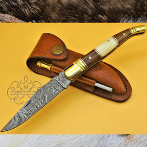 Couteau de poche Laguiole français en acier Damas fait main, manche en os, élégant, pour le camping et la chasse en extérieur, personnalisable OEM - Product Image 5