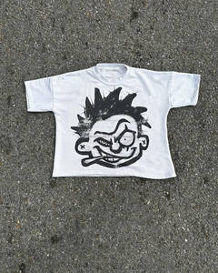 Alta calidad logotipo personalizado pantalla DTG impresión 100% algodón 260GSM gota hombro recortado longitud caja ajuste hombres camiseta de gran tamaño - Product Image 1