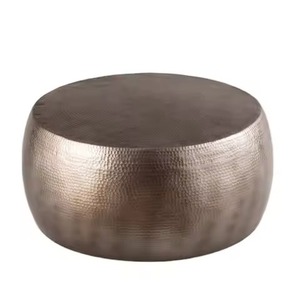 Best Seller Luxury Sunburst Pattern Brass Inlay Top Solid Pedestal Base Large Round Coffee <b>Table</b> For Villa Interior Lounge <b>Table</b> - Product Image 2