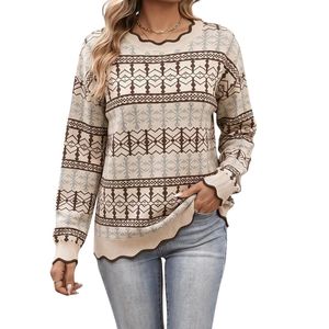 Pull en maille côtelée à col en V pour femme, mélange de laine rouille, manches longues, coupe ajustée, décontracté, mode automne - Product Image 6