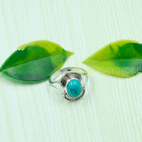 Bague Statement Bohème Faite à la Main en Argent Sterling 925 avec Cabochon Ovale en Turquoise Bleue Naturelle pour Femme, Style Tribal Vintage, Création Artisanale
