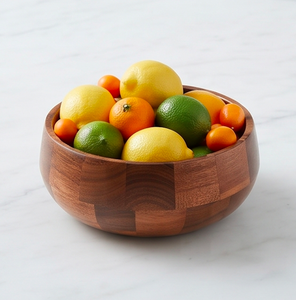 Bol rond en bois d'acacia fait main, bol à salade en bois naturel pour la maison et la cuisine - Product Image 6