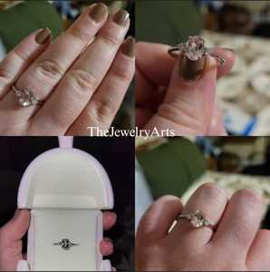 Pink Gemstone 925 <b>Sterling</b> <b>Silver</b> <b>Engagement</b> <b>Ring</b> Natural Oval Morganite <b>Ring</b> for Women Anniversary Jewelry Handmade Gift - Product Image 2
