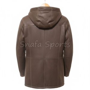 2026 Thick Warm Leather <b>Shearling</b> <b>Bomber</b> <b>Jacket</b> Custom Design Zipper Closure High Quality Leather <b>Jacket</b> For Men - Product Image 2
