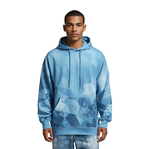 Sudadera con Capucha Azul Cielo para Hombre, Diseño Sublimado con Patrón de Fragmentos, Estilo Casual y Holgado - Product Image 2